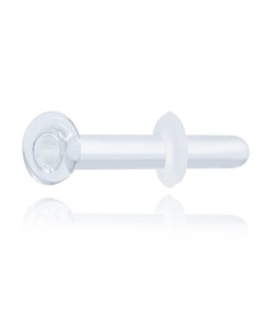 2mm Glass Piercing Straight Bar with Clear O-ring